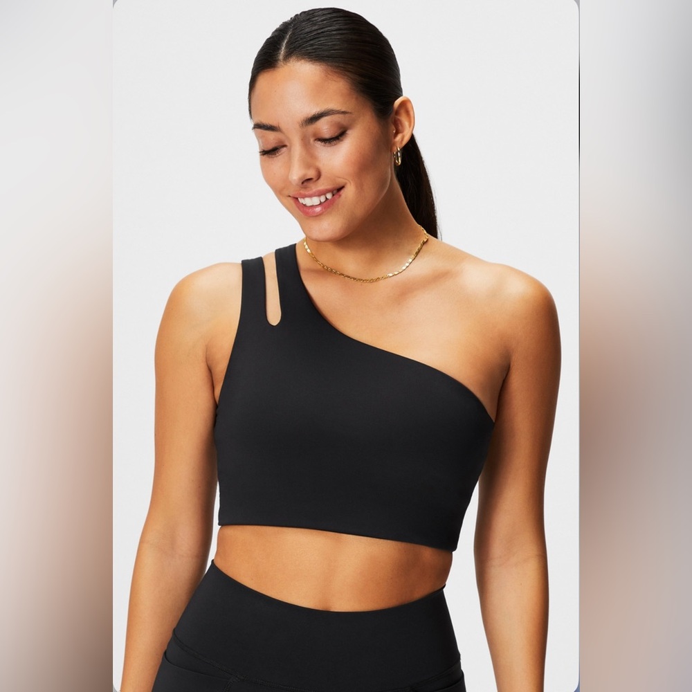 NWT Fabletics Women’s Asymmetrical Double Strap Midi Bra Black Size Medium